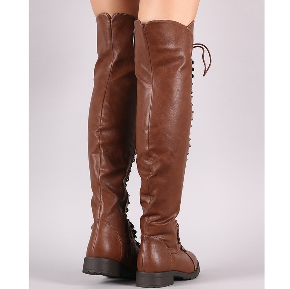 𝙇𝙖𝙨𝙩 𝙎𝙞𝙯 6.5 🖤Brown Corset Over Knee Boot - Picture 7 of 8